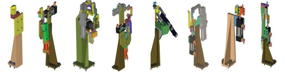 A range of FASTECH assembly models, shown as CAD renders