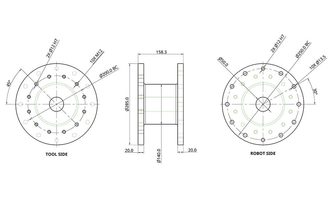 robot spacer technical drawing
